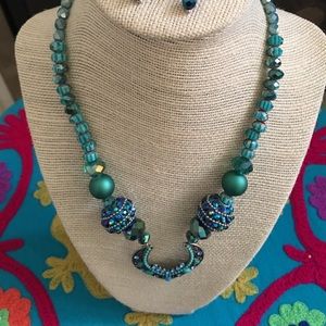 Beaded necklace and earrings